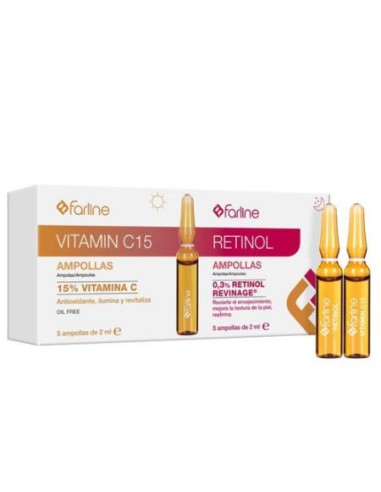 Farline Ampollas Vitamina C15 + Retinol 2 ml x 5 uds Vitamina C15 2 ml x 5 uds Retinol